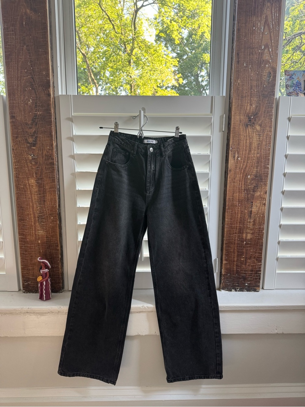 Wide Leg High-Rise Dark Grey Jeans